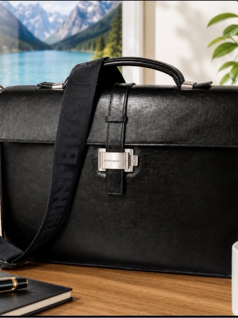 Montblanc 4810 Westside Briefcase Bag Triple Gusset Leather Adjustable Strap VGC
